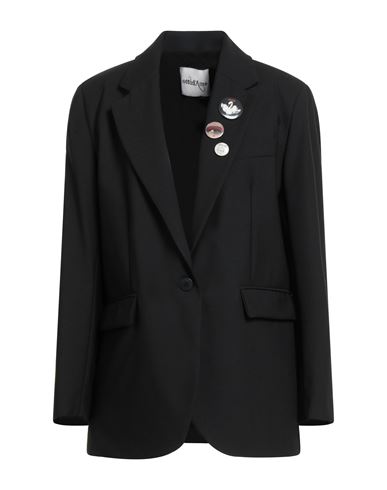 Ottod'ame Woman Blazer Black Size 10 Polyester, Virgin Wool, Elastane