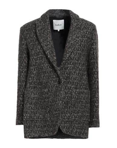 Ba&sh Ba & Sh Woman Blazer Dark Brown Size 3 Cotton, Polyester, Wool, Linen In Black
