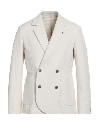 Messagerie Patrizio Piscaglia Man Blazer Off White Size 46 Cotton, Polyester, Linen In Neutral