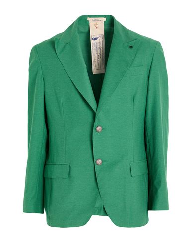 Messagerie Man Blazer Green Size 46 Linen, Viscose, Elastane