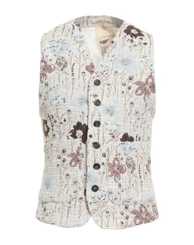 Messagerie Man Tailored Vest Ivory Size 46 Linen, Viscose, Elastane In Multi