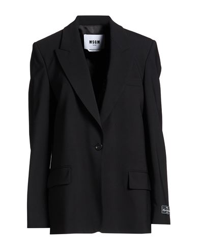 Msgm Woman Blazer Black Size 6 Virgin Wool, Elastane