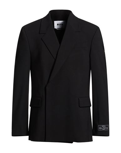 Msgm Man Blazer Black Size 40 Virgin Wool, Elastane