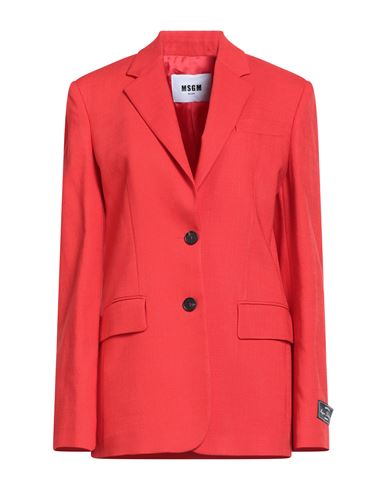 Msgm Woman Blazer Red Size 6 Viscose, Polyester, Elastane