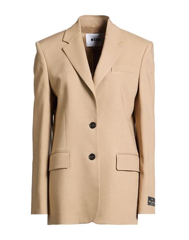 Msgm Woman Blazer Sand Size 6 Viscose, Polyester, Elastane