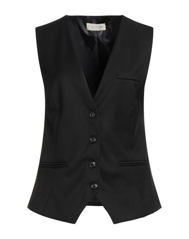Bsb Jeans Woman Tailored Vest Black Size L Polyester, Viscose, Elastane In Brown