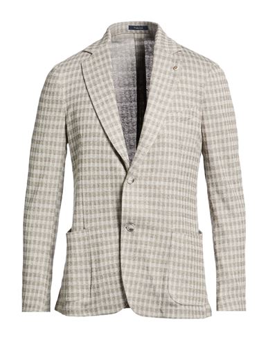 Luca Bertelli Man Blazer Light Grey Size 42 Viscose, Linen, Polyester, Elastane In Multi