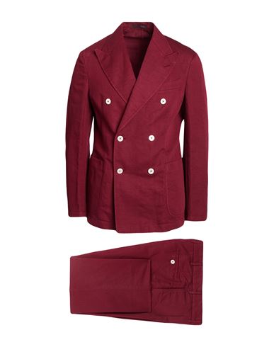 The Gigi Man Suit Burgundy Size 42 Linen, Cotton In Red