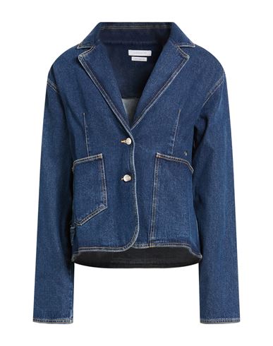 Saks Potts Woman Blazer Blue Size L Organic Cotton, Lambskin