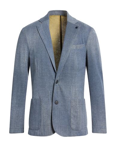 En Avance Man Blazer Azure Size 44 Cotton, Polyester, Elastane In Blue