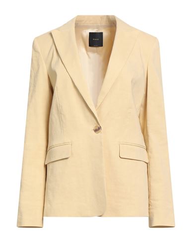 Pinko Woman Blazer Pastel Yellow Size 8 Linen, Viscose, Elastane