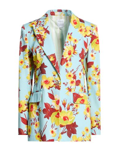 Sara Roka Woman Blazer Sky Blue Size 8 Cotton, Elastane