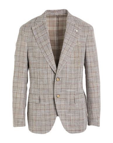 Luigi Bianchi Mantova Man Blazer Grey Size 44 Virgin Wool, Cotton, Linen In Gray