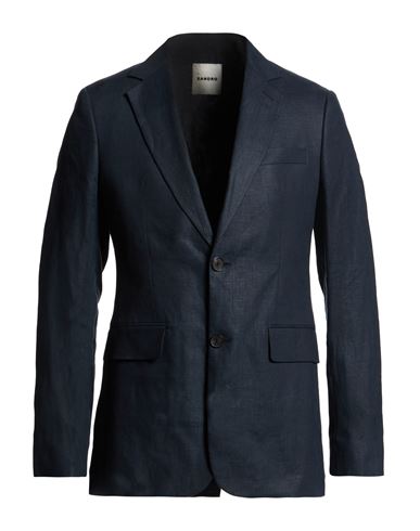 Sandro Man Blazer Navy Size 40 Linen In Blue