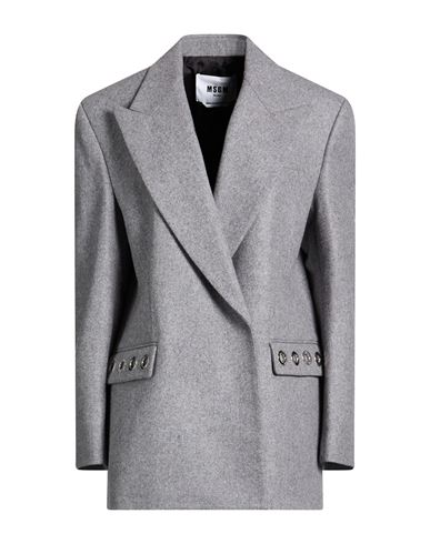 Msgm Woman Blazer Grey Size 8 Virgin Wool In Gray