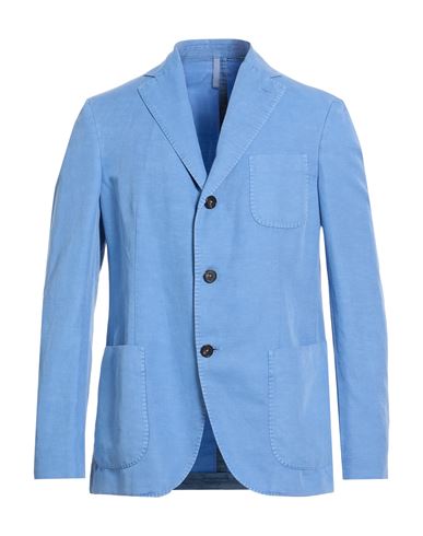 Incotex By Slowear Man Blazer Azure Size 44 Linen, Cotton In Blue