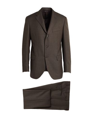 Caruso Man Suit Dark Brown Size 38 Wool In Multi