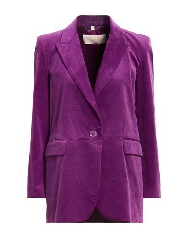 Iblues I Blues Woman Blazer Purple Size 8 Cotton, Viscose, Elastane