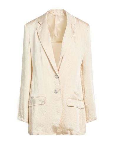 Marella Monochrome Woman Blazer Beige Size 12 Acetate In Metallic