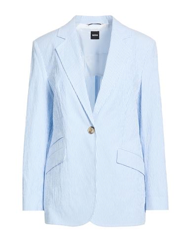 Hugo Boss Boss Woman Blazer Light Blue Size 12 Cotton, Elastane