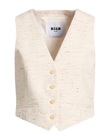 Msgm Woman Tailored Vest Ivory Size 10 Cotton, Viscose, Acrylic In White