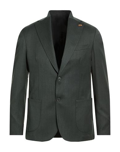 Roberto P  Luxury Roberto P Luxury Man Blazer Dark Green Size 38 Wool, Polyester, Elastane
