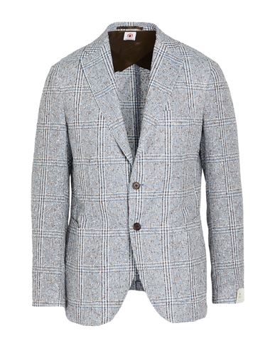 Luigi Borrelli Napoli Man Blazer Sky Blue Size 40 Linen, Polyamide In Gray