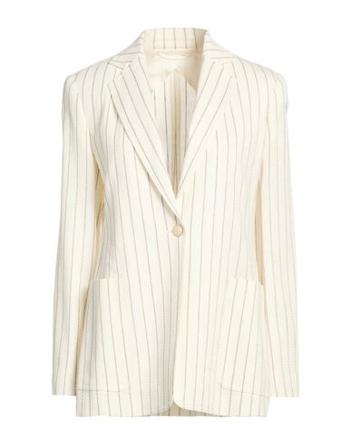Max Mara Woman Blazer White Size 10 Cotton, Linen