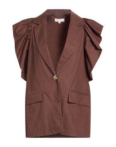Kocca Woman Blazer Dark Brown Size L Cotton