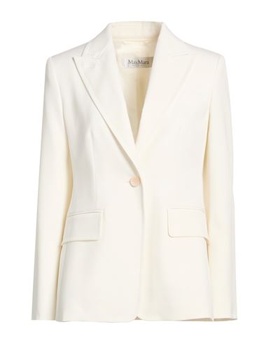 Max Mara Woman Blazer Ivory Size 12 Virgin Wool In White