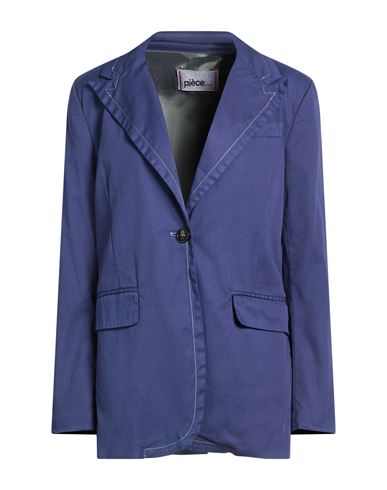 Pièce... Pièce. Woman Blazer Navy Size 8 Cotton, Elastane In Blue