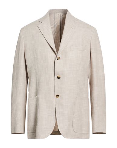 Sartorio Man Blazer Sand Size 50 Virgin Wool, Cotton, Silk, Linen In Neutral