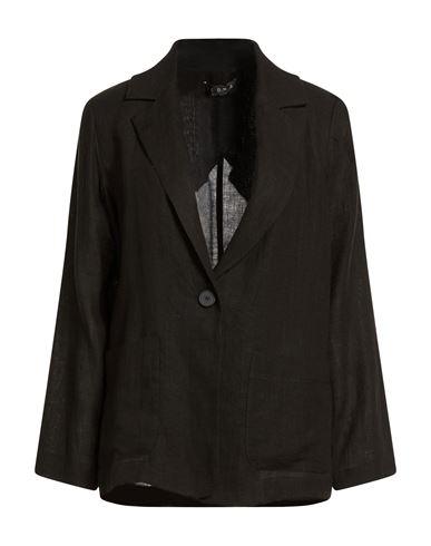Icona By Kaos Woman Blazer Black Size 10 Linen