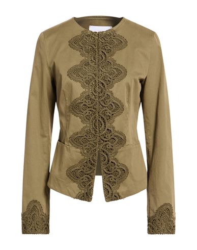 Bazar Deluxe Woman Jacket Military Green Size 12 Cotton, Elastane