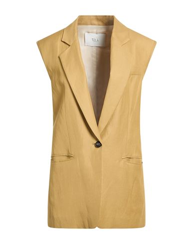Tela Woman Blazer Mustard Size 8 Viscose, Linen In Neutral