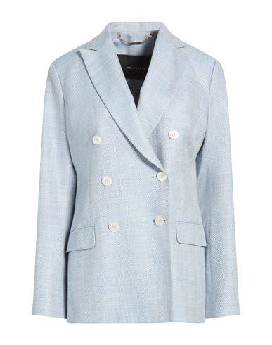 Kiton Woman Blazer Azure Size 10 Cashmere, Virgin Wool, Silk, Linen In Blue
