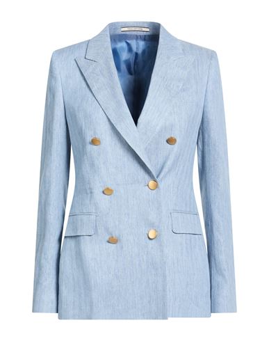 Tagliatore 02-05 Woman Blazer Sky Blue Size 4 Linen, Cotton, Elastane
