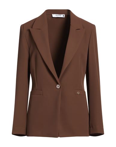 Please Woman Blazer Chocolate Brown Size M Polyester, Elastane