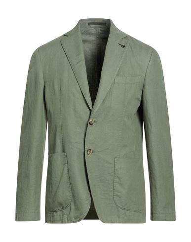 Paoloni Man Blazer Military Green Size 42 Cotton, Linen