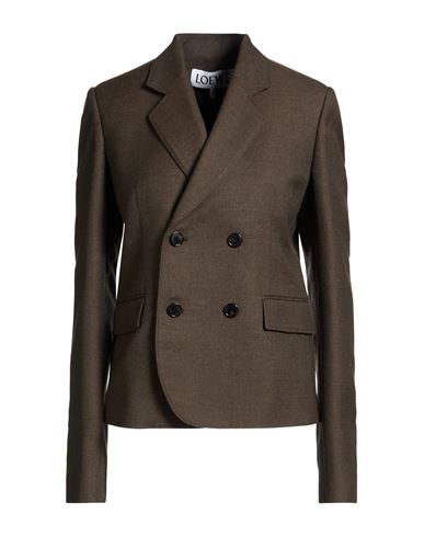 Loewe Woman Blazer Khaki Size 6 Wool In Sand