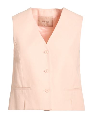 Twinset Woman Tailored Vest Light Pink Size 4 Cotton, Linen