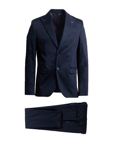 Manuel Ritz Man Suit Navy Size 40 Cotton, Elastane In Blue