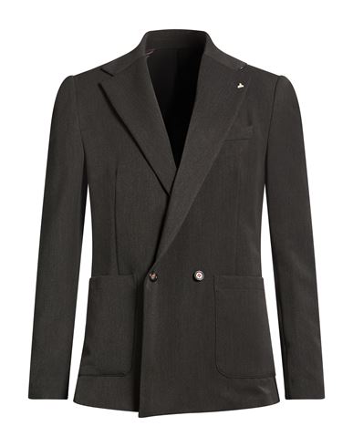 Berna Man Blazer Charcoal Size 42 Polyester, Viscose, Elastane In Gray