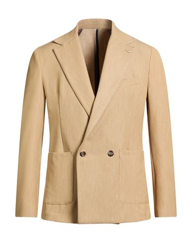 Berna Man Blazer Sand Size 42 Polyester, Viscose, Elastane