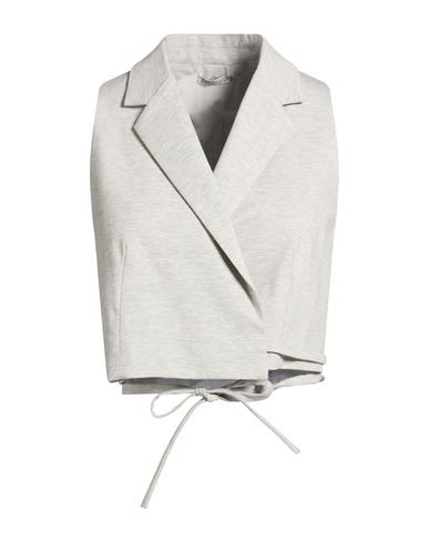 Brunello Cucinelli Woman Tailored Vest Light Grey Size Xl Cotton, Polyamide, Elastane In Gray