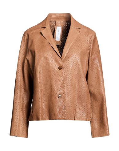 Bully Woman Blazer Light Brown Size 6 Leather In Sand