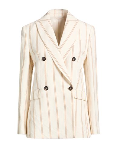 Brunello Cucinelli Woman Blazer Ivory Size 12 Linen, Cotton In White