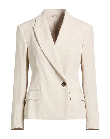 Brunello Cucinelli Woman Blazer Beige Size 10 Linen, Polyester, Polyamide In Sand