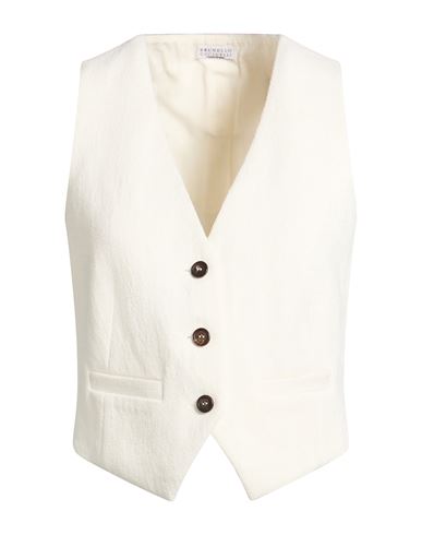 Brunello Cucinelli Woman Tailored Vest Off White Size 8 Cotton, Linen