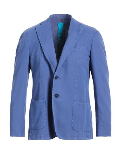 Santaniello Man Blazer Blue Size 42 Cotton, Linen